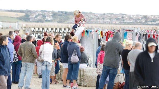 Protesters on Newhaven beach