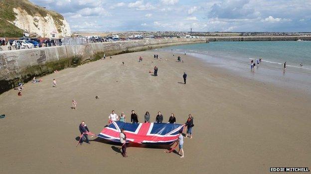 Protesters on Newhaven beach