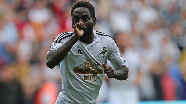 Nathan Dyer celebrates after scoring for Swansea