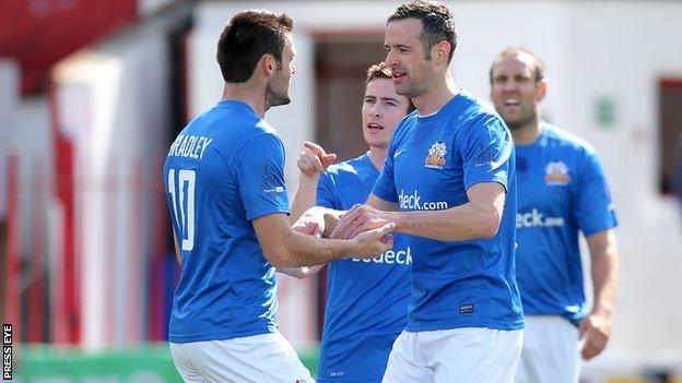 Eoin Bradley congratulates Ciaran Martyn