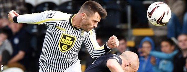 Steven Thompson in action for St Mirren against Dundee