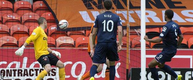 Jake Jervis scores for Ross County against Dundee United