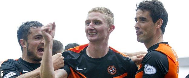 Dundee United players celebrating