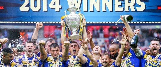 Leeds Rhinos celebrate their Challenge Cup final win