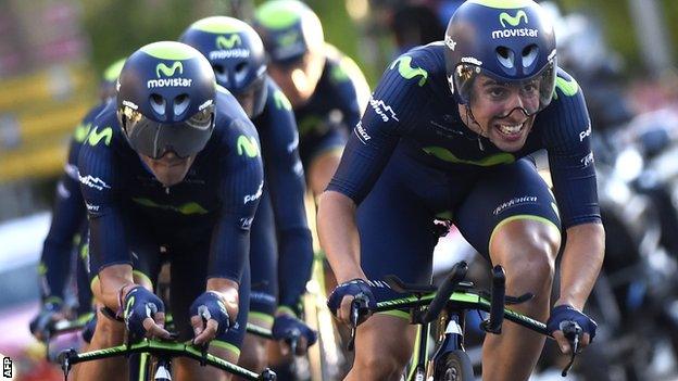 Movistar win the team time trial