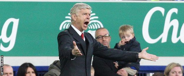 Arsenal manager Arsene Wenger at Goodison Park