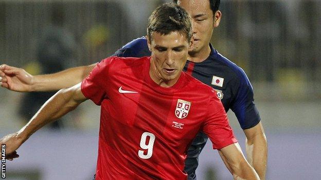 Stefan Scepovic in action for Serbia