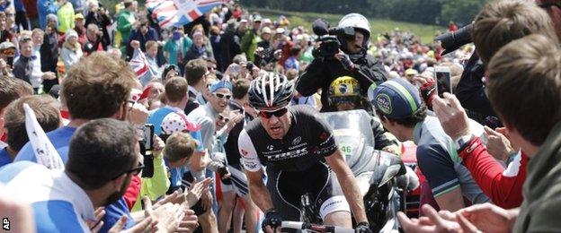 Jens Voigt on stage one of the 2014 Tour de France in Yorkshire