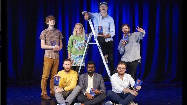 The nominees James Acaster, Alex Horne, Sara Pascoe, Liam Williams, Romesh Ranganathan, Sam Simmons and winner John Kearns