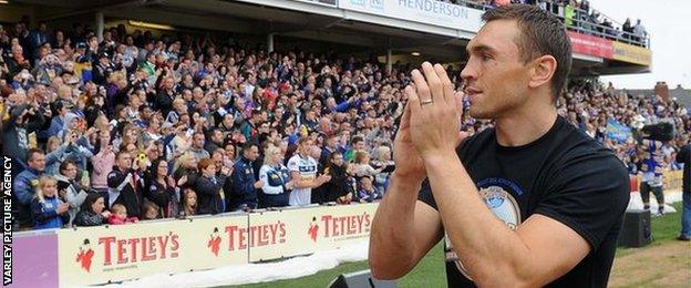 Captain Kevin Sinfield is applauded by the fans