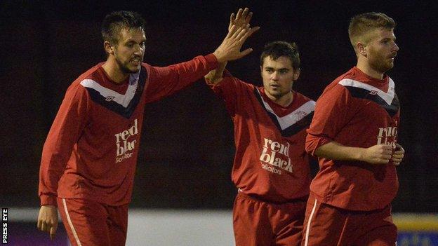 Chris Trussell [left] scored Ballyclare's winner against Linfield