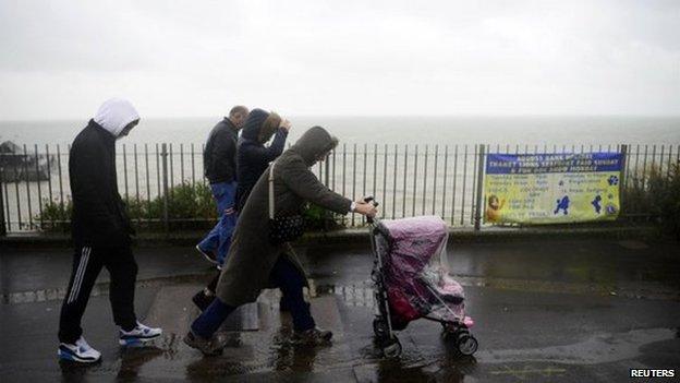 Family walking along the seafront in Broadstairs