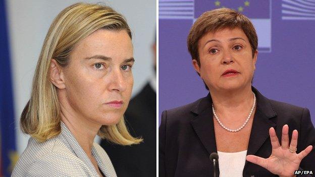 EU foreign policy candidates - Federica Mogherini (left) and Kristalina Georgieva