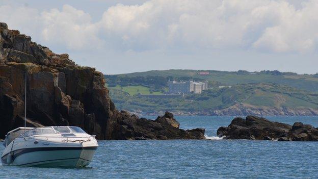 View of Sark and the Barclay brothers' residence