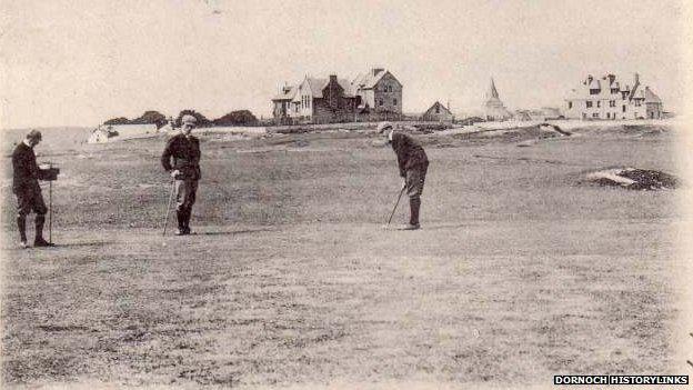 Golfers at Royal Dornoch Golf Club