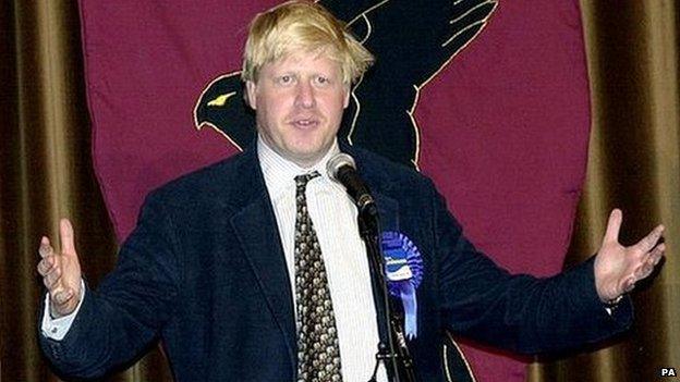 Boris Johnson making an acceptance speech after being elected an MP for the first time in 2001