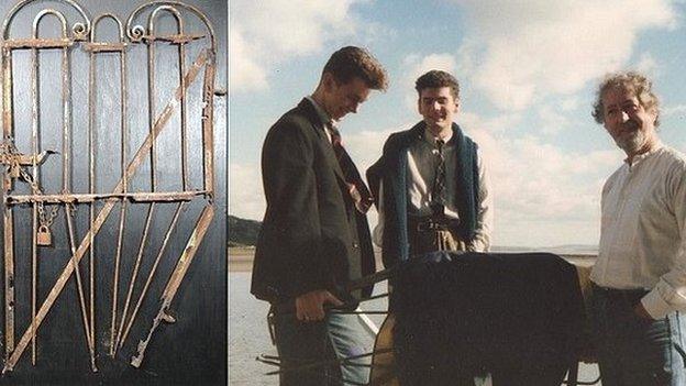 Gate from Dylan Thomas's boathouse in Laugharne, found in 1984 by Michael Sheen, and John and Charley-Uzzell Edwards