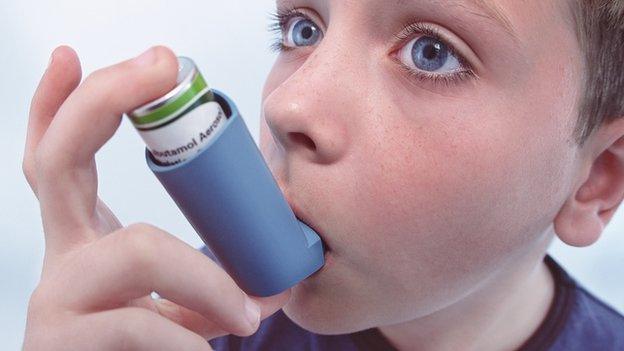 boy using an inhaler