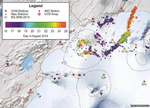 Schematic of earthquake locations