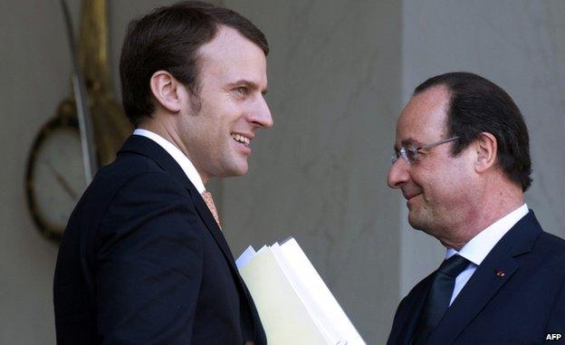 Emmanuel Macron with President Hollande in March 2014