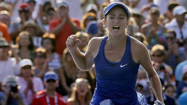 CiCi Bellis celebrates