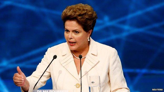 President Dlma Rousseff during a TV debate on 26 August, 2014