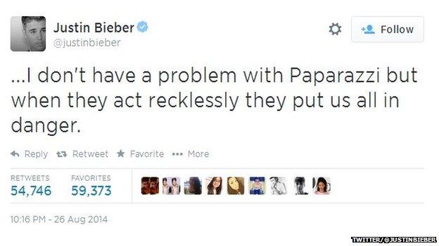 Justin Bieber tweet