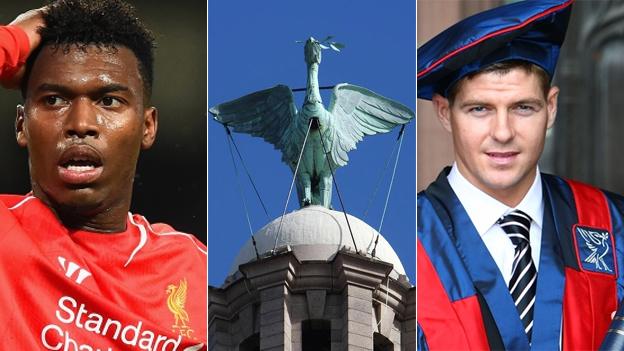 Daniel Sturridge, Liver Bird and Steven Gerrard