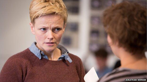 Maxine Peake rehearsing for Hamlet