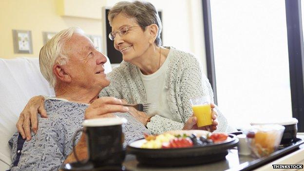 Man having hospital food