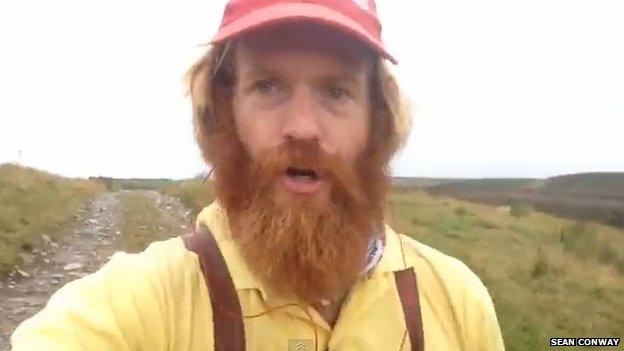 Sean Conway's selfie fall screen grab