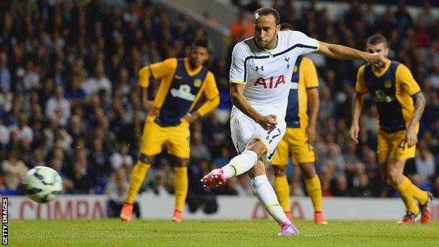 Andros Townsend scores Tottenham's third goal against AEL Limassol