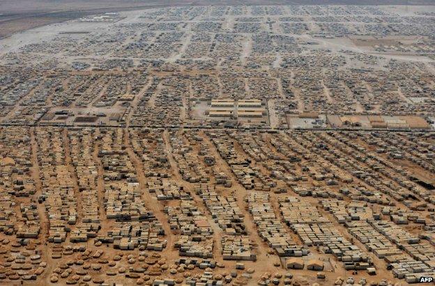 An aerial view shows the Zaatari refugee camp, near the Jordanian city of Mafraq - 18 July 2013