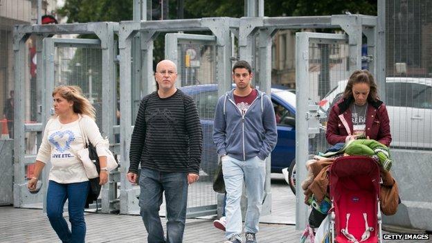 The security fence in Cardiff