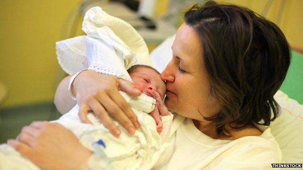 Woman and her baby in hospital