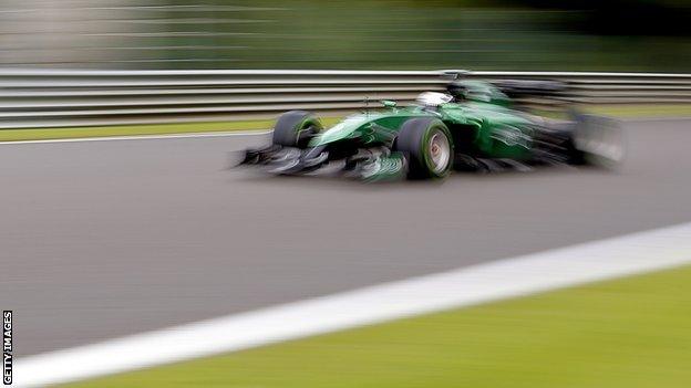 A Caterham car in Formula 1 action