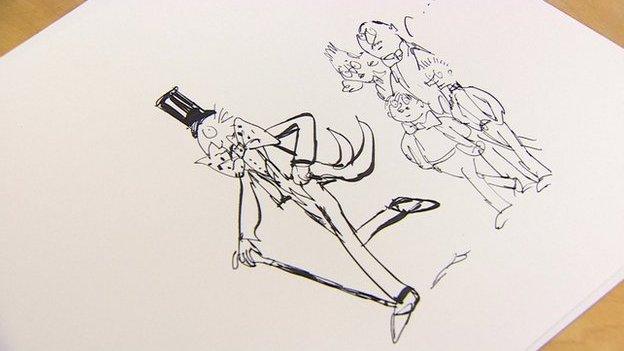 Quentin Blake's illustration to missing Roald Dahl chapter The Vanilla Fudge Room