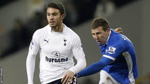 Cameron Lancaster (left) with Wigan's James McArthur