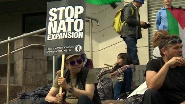 Anti-Nato protestors in Newport