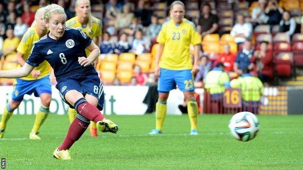 Kim Little scoring for Scotland