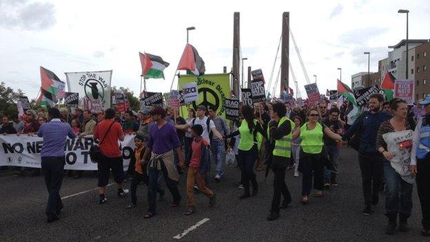 anti-Nato protestors in Newport