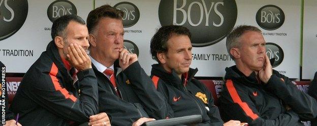 Manchester United coaching staff at Turf Moor