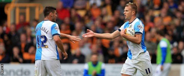 Jordan Rhodes celebrates a goal