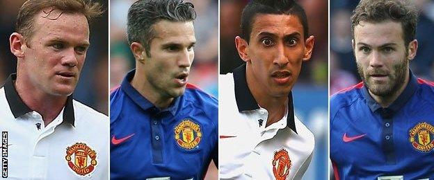 Wayne Rooney, Robin van Persie, Angel Di Maria and Juan Mata