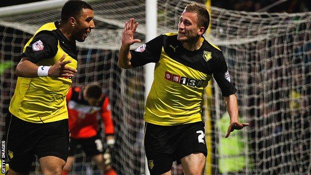 Almen Abdi's first two goals of the season helped Watford secure a 4-2 home win