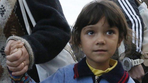 Girl who has fled fighting in eastern Ukraine
