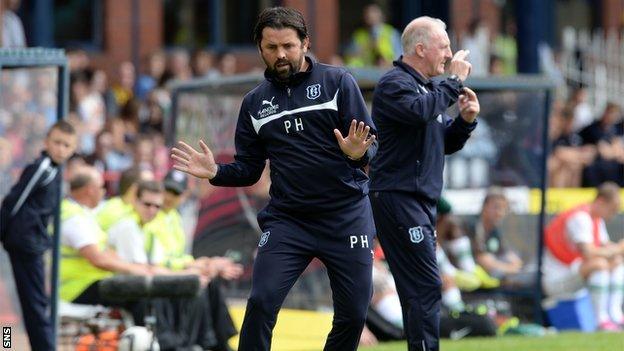 Dundee manager Paul Hartley during his side's 1-1 with Celtic