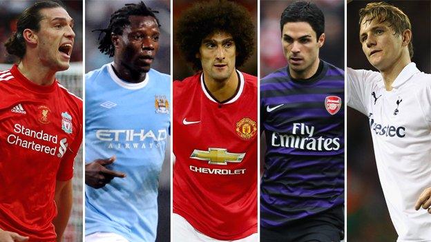 Andy Carroll, Benjani, Marouane Fellaini, Mikel Arteta, Roman Pavluychenko,