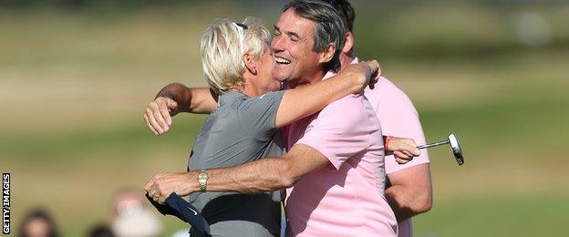 Trish Johnson and Alan Hansen