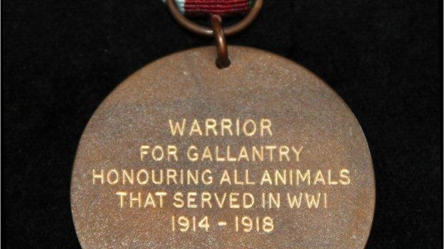 Reverse of Warrior's Honorary PDSA Dickin Medal